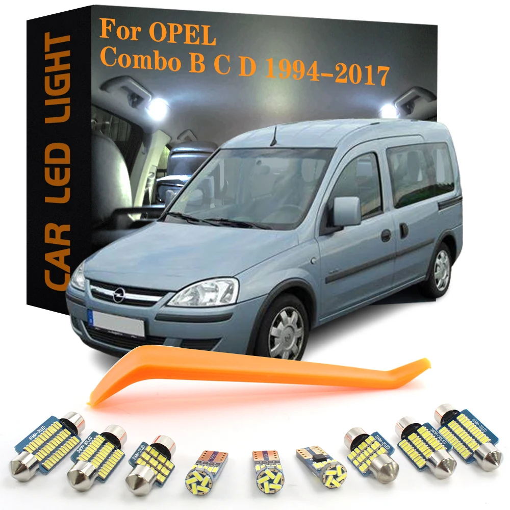 9pcs Canbus LED Interior Lights For Opel Combo B C D 1994-2017 No Error Car Accessories Dome Trunk Glove box Lamps Bulb Kit
