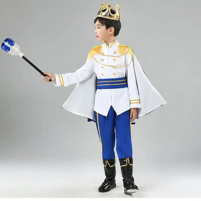 Menino rei traje dança festa de halloween crianças rpg rei fantasia europeu real traje presente natal