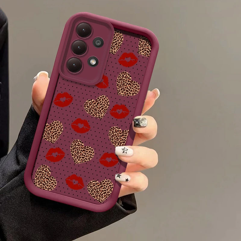 ليوبارد سيليكون قضية الهاتف لسامسونج غالاكسي M30S M23 M22 M16 M15 M13 نوت 20 الترا M54 M51 M34 M31 الشفاه قبلة غطاء مقاوم للصدمات