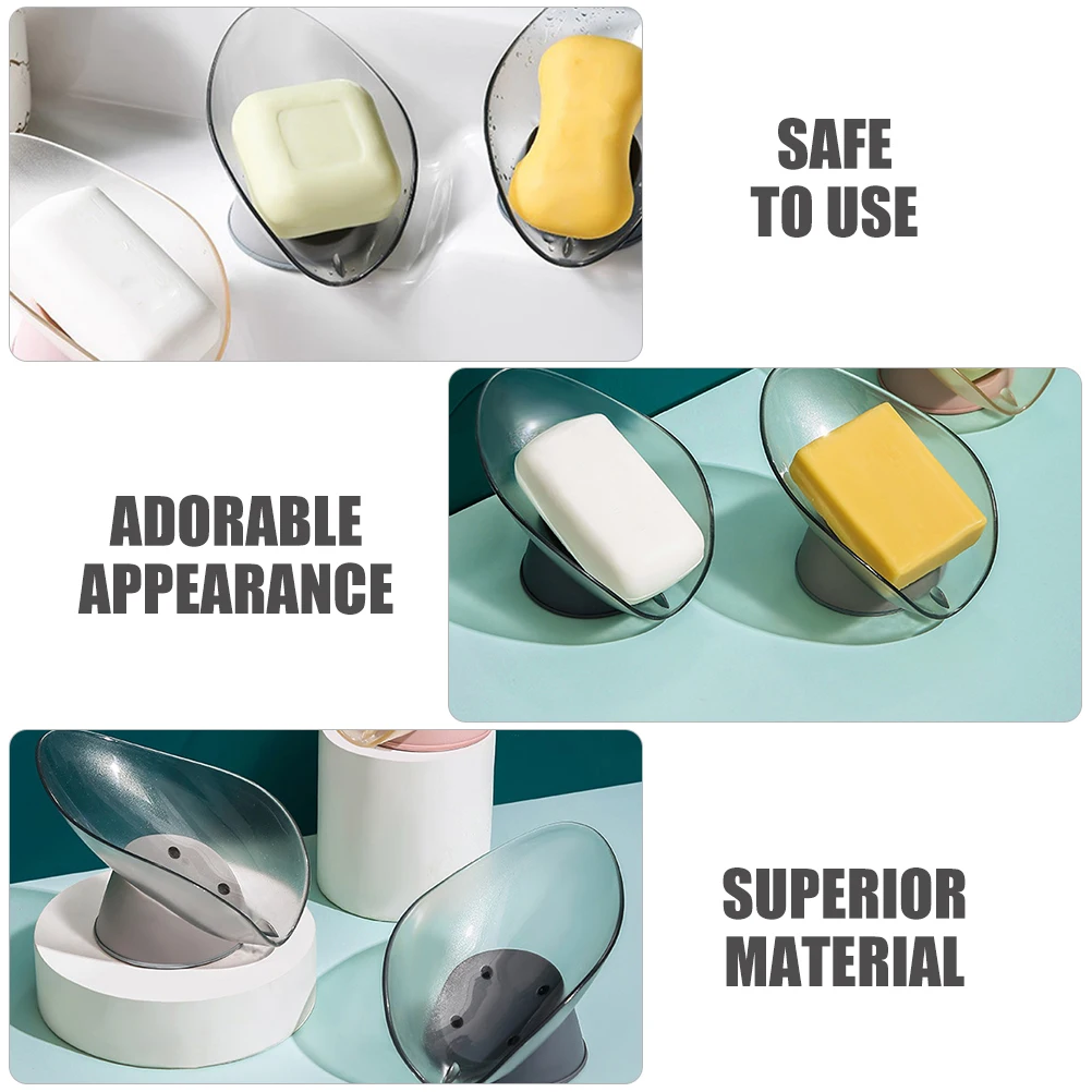 

2pcs Punch-Free Leaf Shape Plastic Drain Dish Storage Holder Travel Bathroom Soap Storage Holder Creative Soap Dish