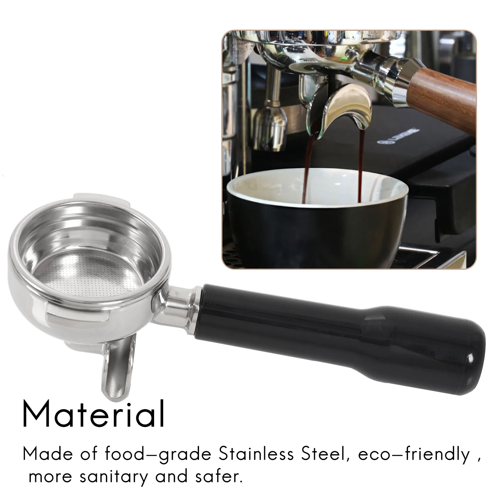 A59E-58MM Stainless Steel Coffee Machine Bottomless Filter Holder Portafilter For Rocket/ Expobar Double Mouth/ E61/ FAEMA