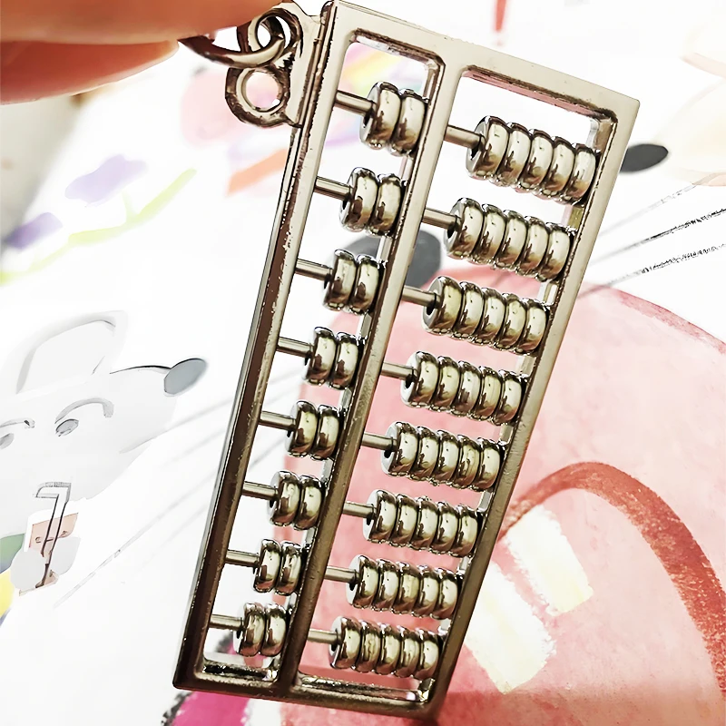 Cute Abacus keychain Pendent Metal 8 Rows Ancient Shape Mobilizable Keychain Gift Keyring Keyfob