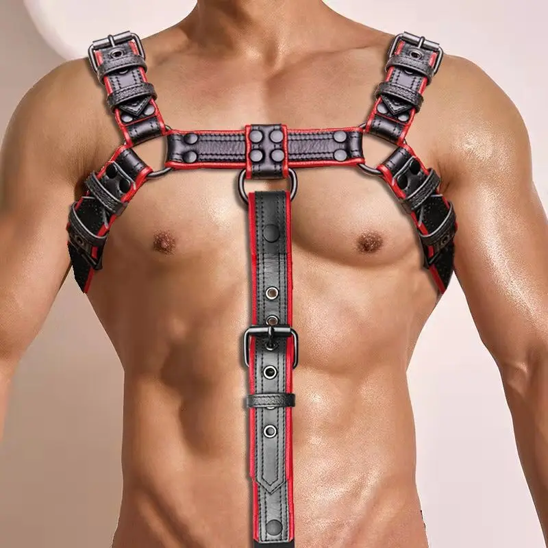 Fetish Gay Men Leather Straps Sexy Leather Suspenders Harness BDSM Lingerie Sexual Body Bondage Straps Punk Rave Cotumes