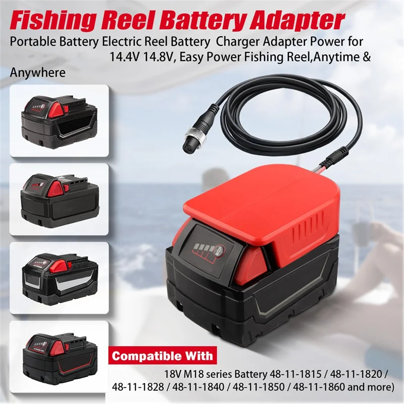 Adaptador de batería A44Z para batería de 18V M18 para carrete de pesca eléctrico Daiwa BM2300/para Shimano 14,4 V Beastmaster 9000