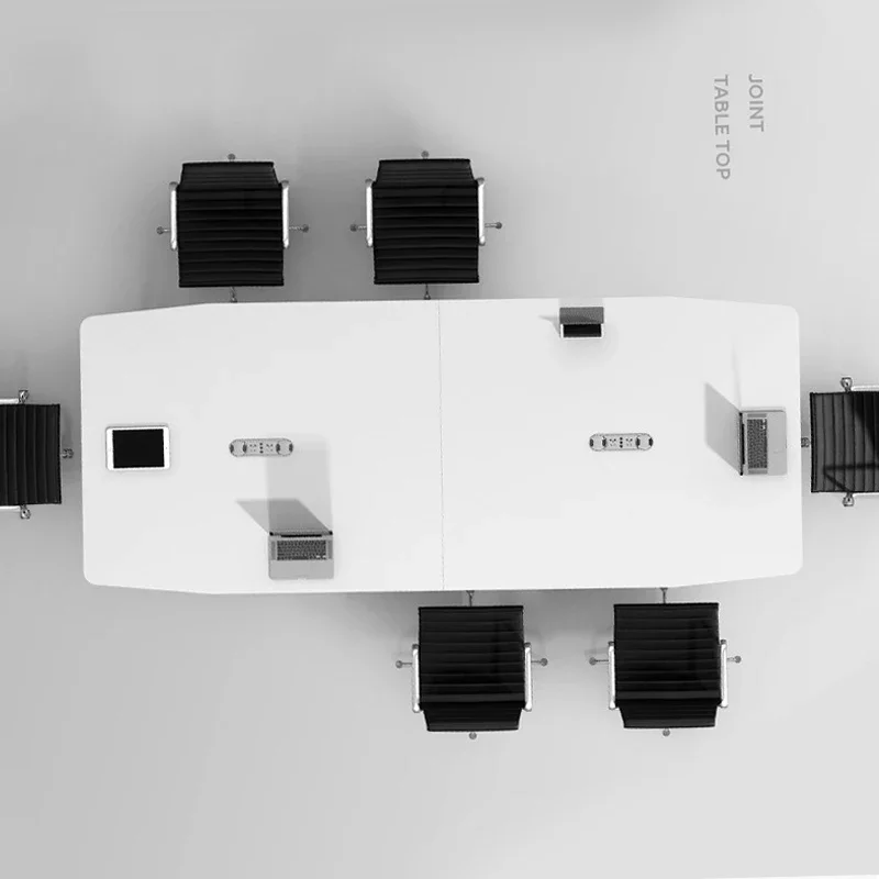 

# White Small Conference Table, Minimalist Modern 8-person Steel Frame Long