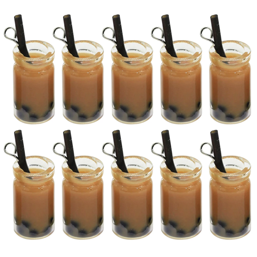 

20pcs Simulated Milk Tea Cup Earrings Pendant Durable Material DIY Accessories Background Decor Photo Props