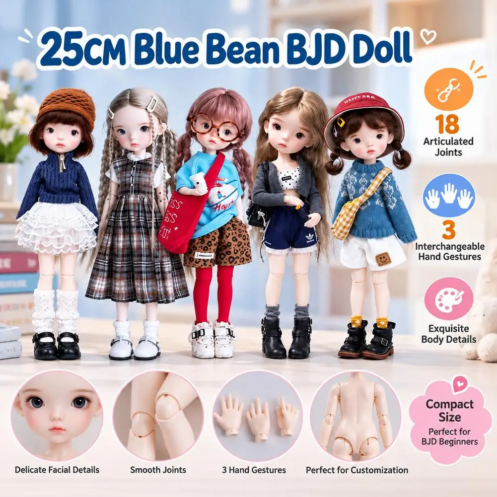 1/6 Scale Special Body BJD Doll Cute Round Face OB24 Doll Vinyl Head Joints Movable DIY Makeup Practice MJD Doll Body+Blank Head