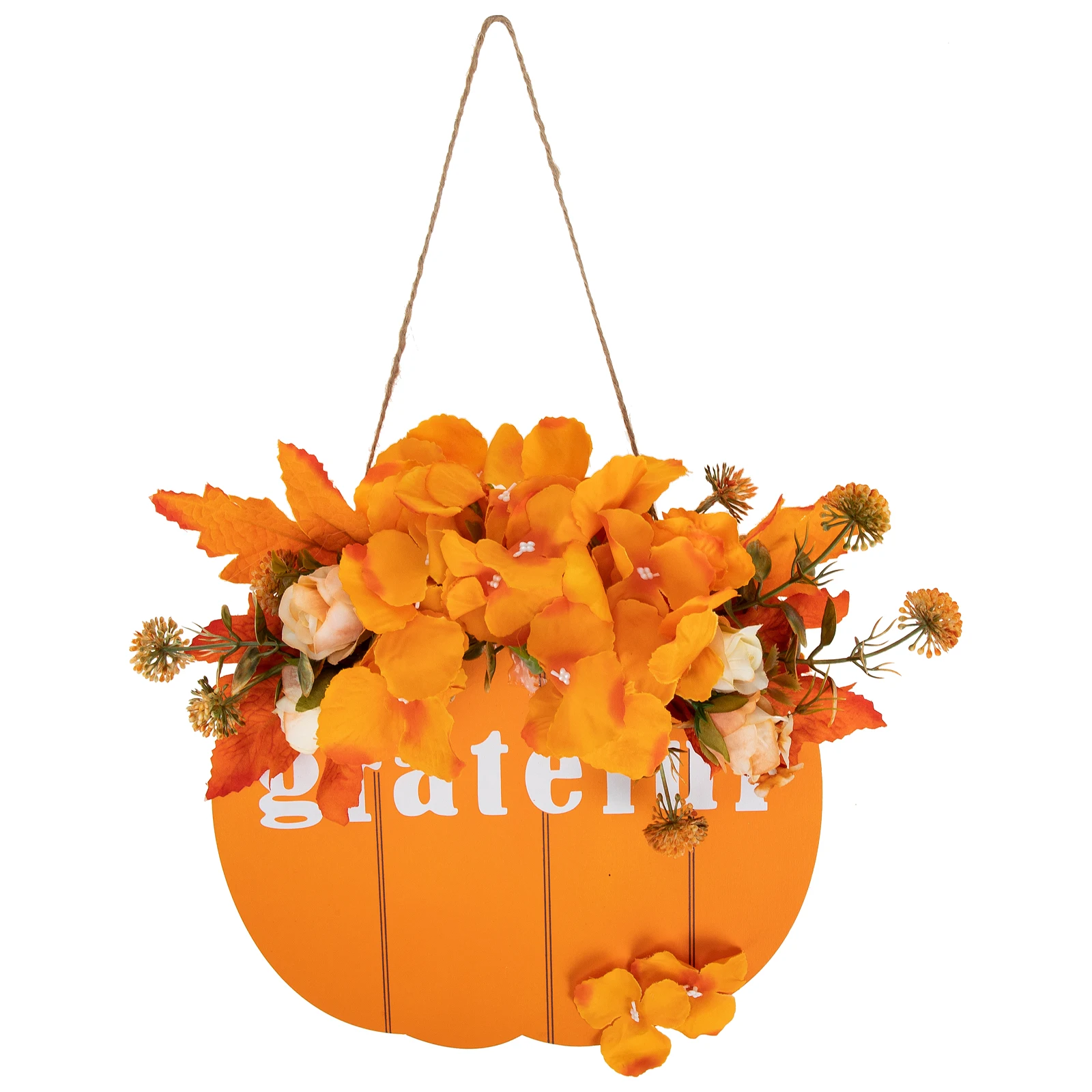 

Thanksgiving Hydrangea Wreath Pumpkin Wall Hanging Ornament Halloween Garland Decorative Festival Flower Garden Adornment