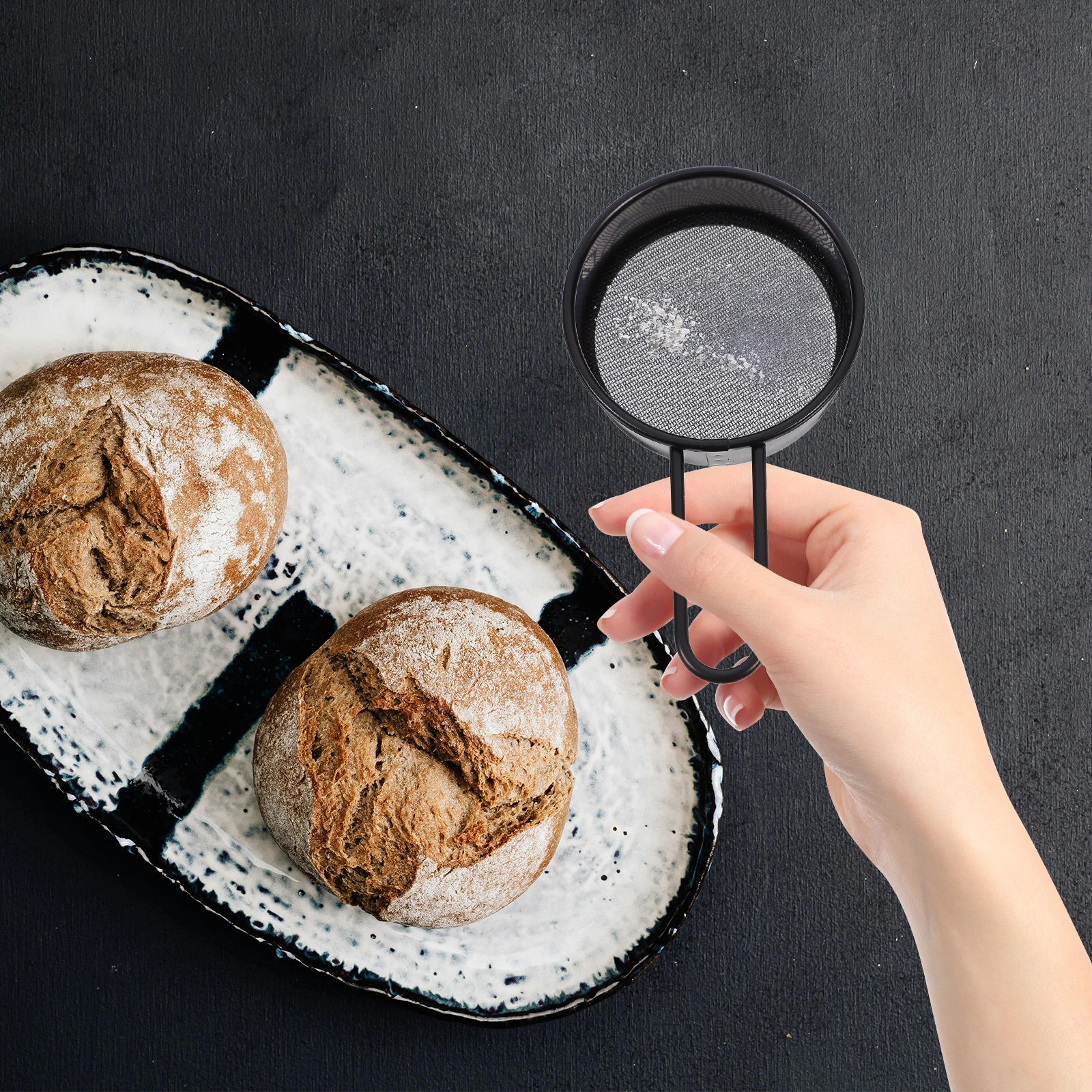

2Pcs Flour Sieve Set Stainless Steel Mesh Strainer Sifter Kitchen Baking Tools Powder Sugar Sieves Household Gadgets