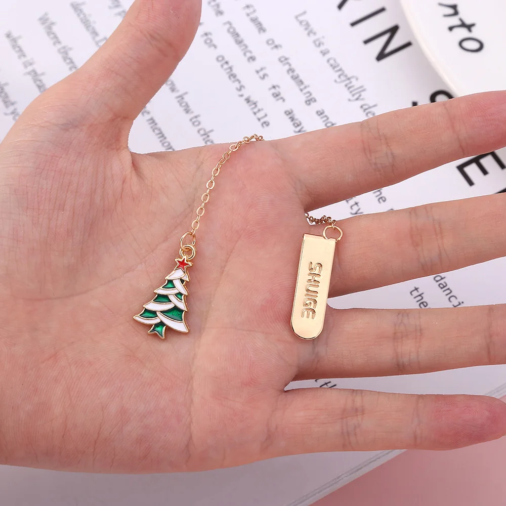 Creative Santa Claus Snowman Metal Bookmark Cute Coloring Embossing Bookmark Book Page Marker Portable Pendant Bookmark