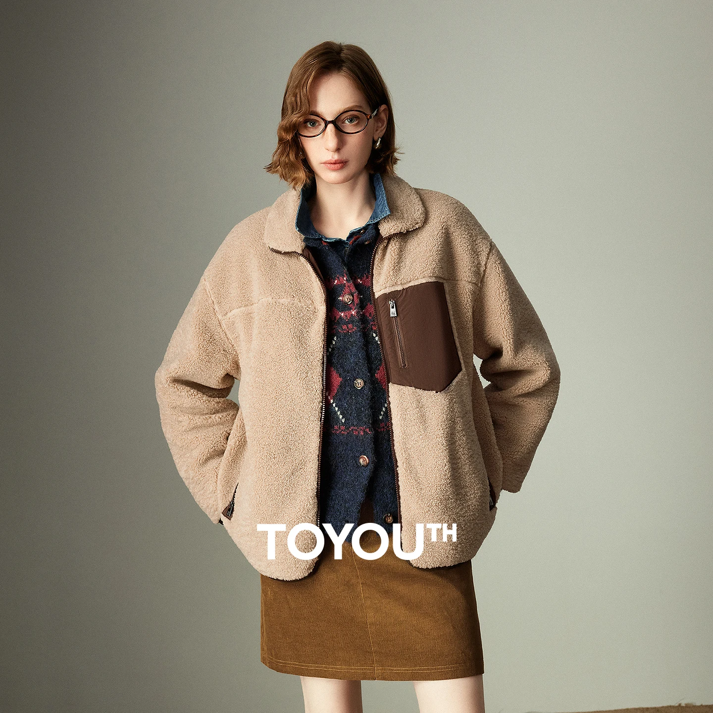 TOYOUTH Women's Reversible Cotton Coat 2025 Winter New Vintage Barn Style Loose Cartoon Embroidery Plush Outerwear