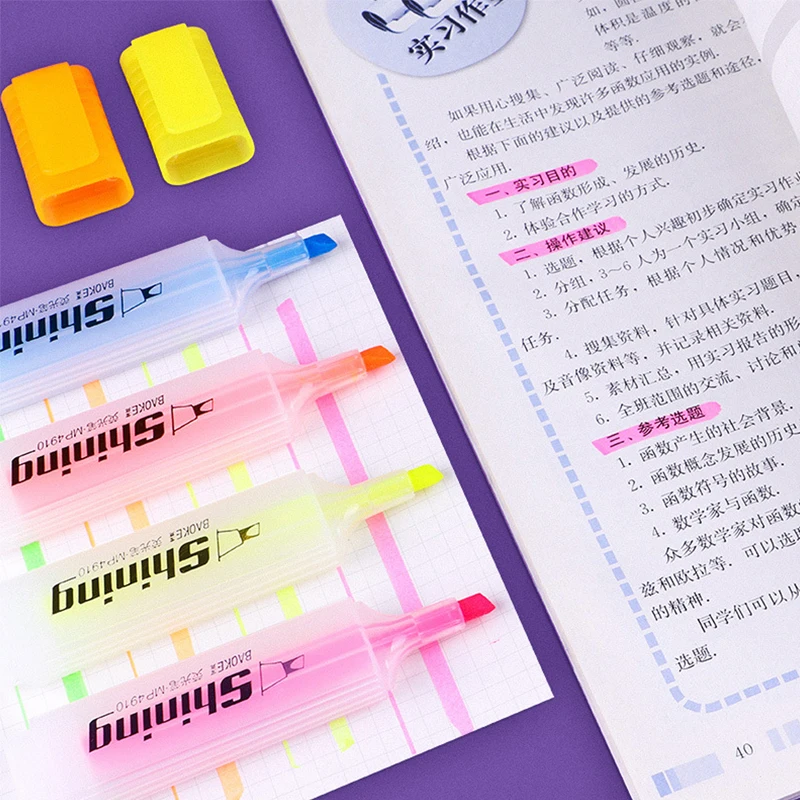 Baoke Student Notes Key Highlights Fluorescent Marking Pen Set Large Capacity Colored Hand Accounting Pen Candy Colored