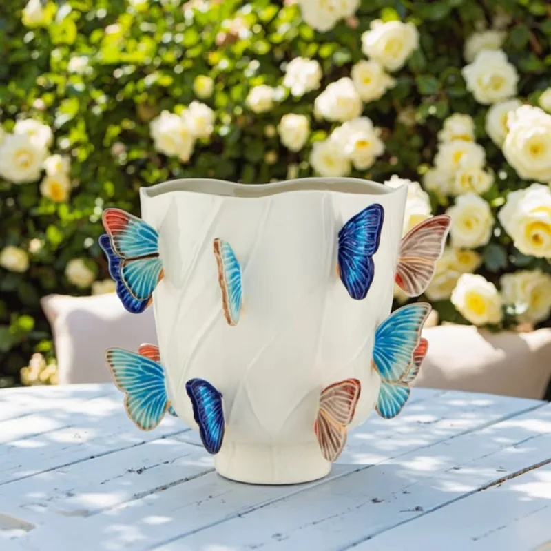 San Mo Art Home Decoration Ceramic Vase Butterfly