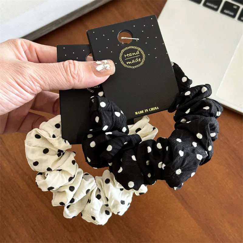 11cm/14cm Dot Cloth Scrunchies Kobiety Dziewczyny Elastyczne gumki do włosów Akcesoria Opaska do włosów Lina Nakrycie głowy Nakrycie głowy Prezent