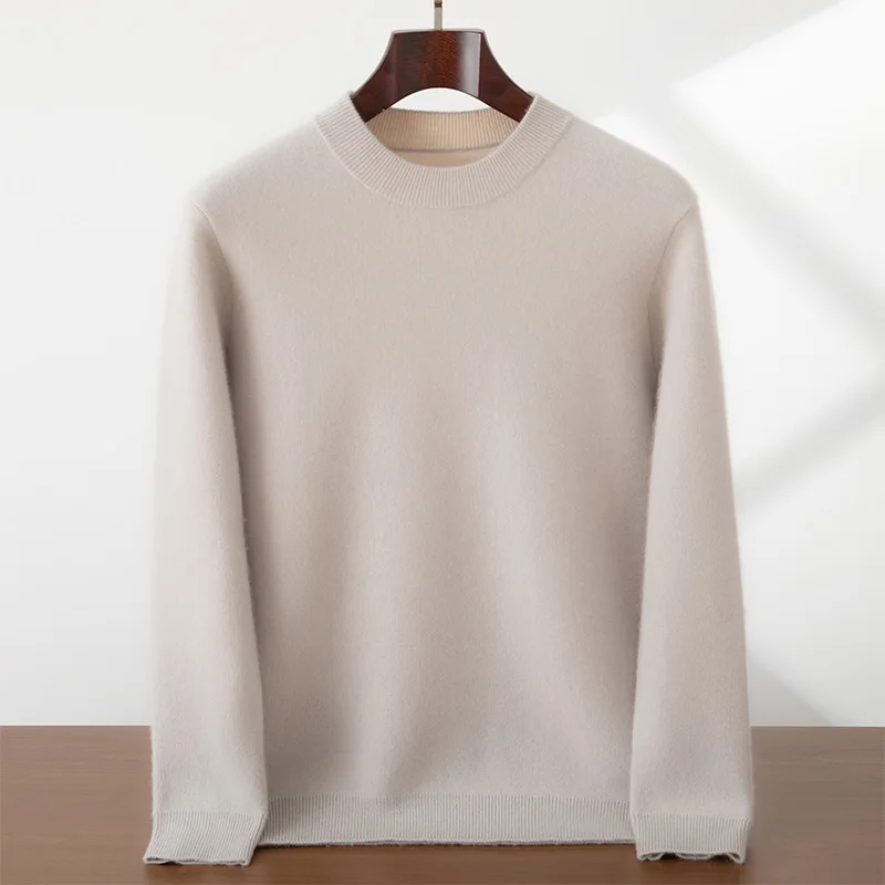 Softcash novo masculino o-pescoço camada de ar pulôver grosso 100% cashmere gola alta camisola de alta qualidade clássico macio quente malhas topos