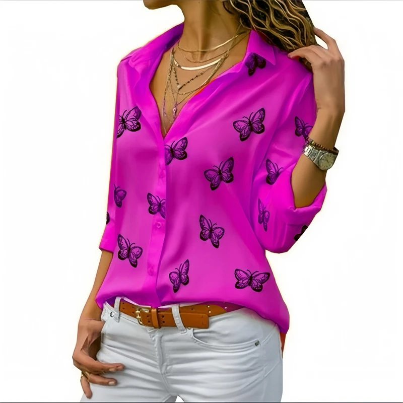 

Spring New Women Shirt 9 Color Fashion Hawaiian Shirt Long -sleeved Outdoor Holiday Beach Clothing Soft Fabric Female Blouses
