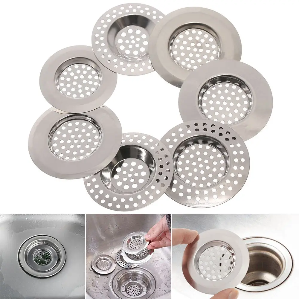 2Pcs Shower Stainless Steel Anti Clog Stopper Basket Bathtub Sewer Waste Catcher Mesh Trap Drain Filter Sink Strainer