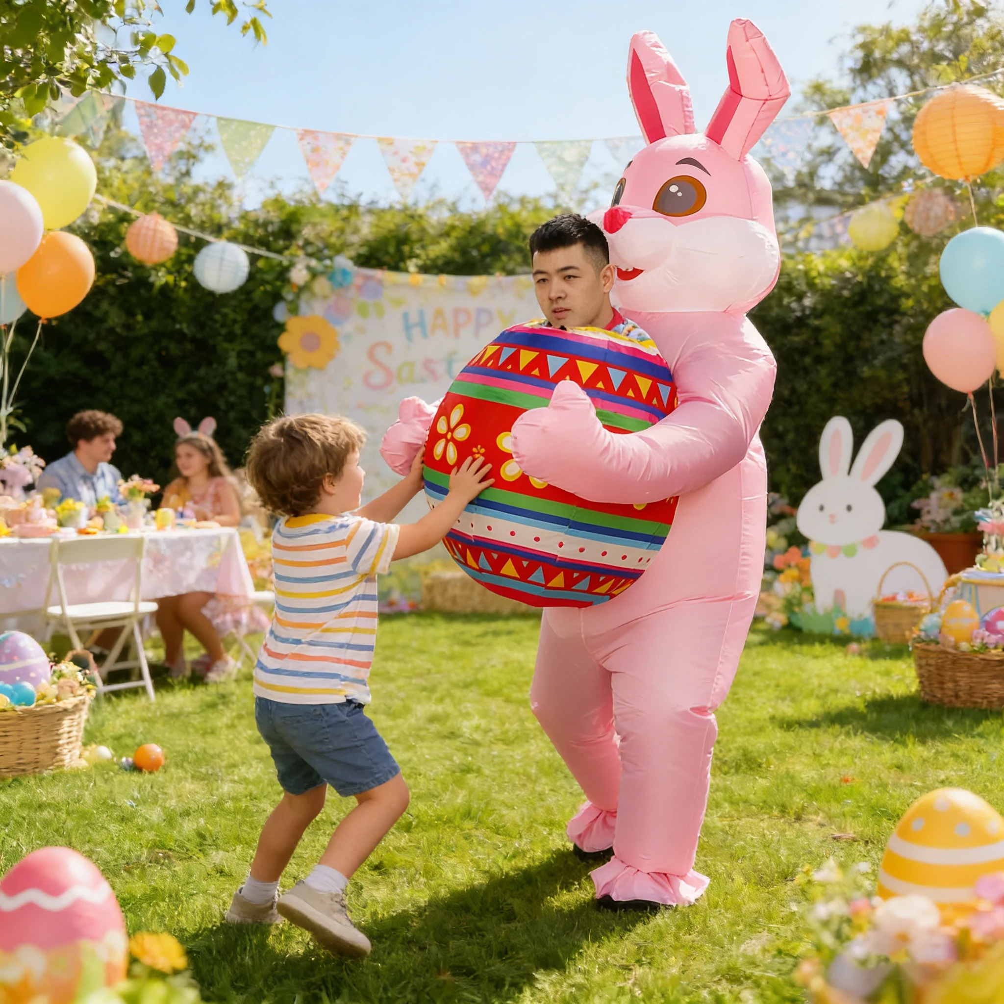 Inflatable Easter Bunny Rabbit Costume Adult Children Bunny Clothes Role Play Bunny Suit Carnival Easter Decoration