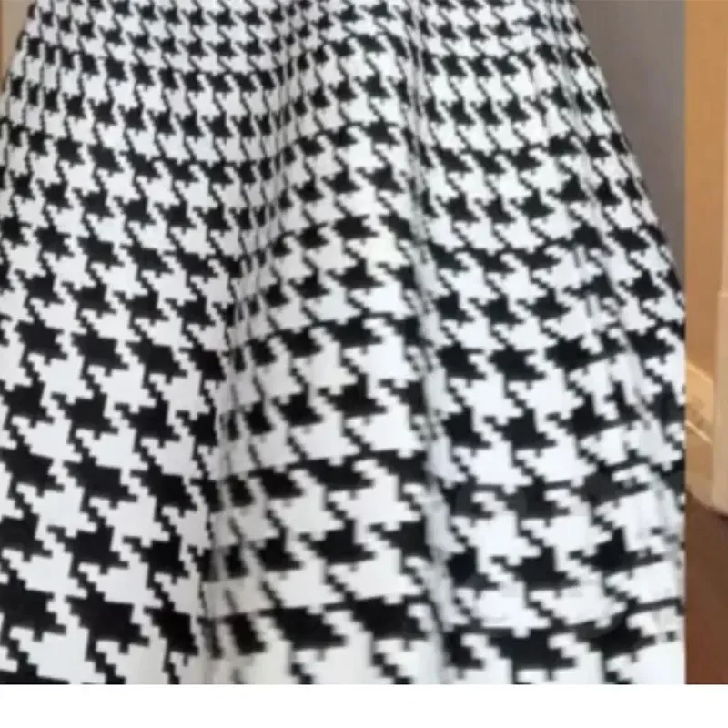 Houndstooth Sexy Sleeveless Dresses Elegant Harajuku Fashion Casual Lady A-line Skirt O Neck All Match Printed Female Clothes