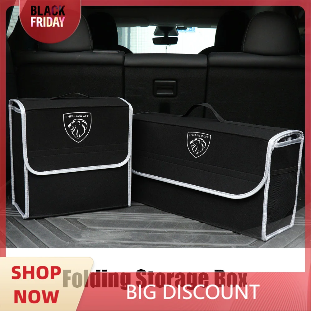 Car Trunk Storage Box Foldable Felt Car Organizer Stowing Tidying Box For New ​Peugeot 408 4008 308 3008 5008 508 2008 208 RCZ