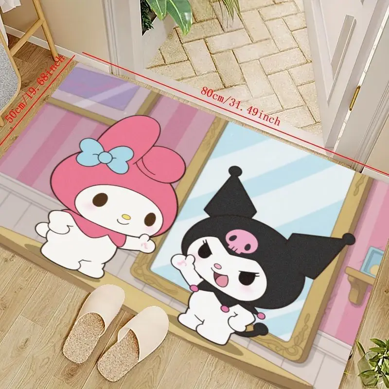 

1PC My Melody & Kuromi Anime Cartoon Floor Mat, Kawaii Sanrio Inspired Area Rug (50x80cm / 19.68x31.49in), Featuring Cute Mirror