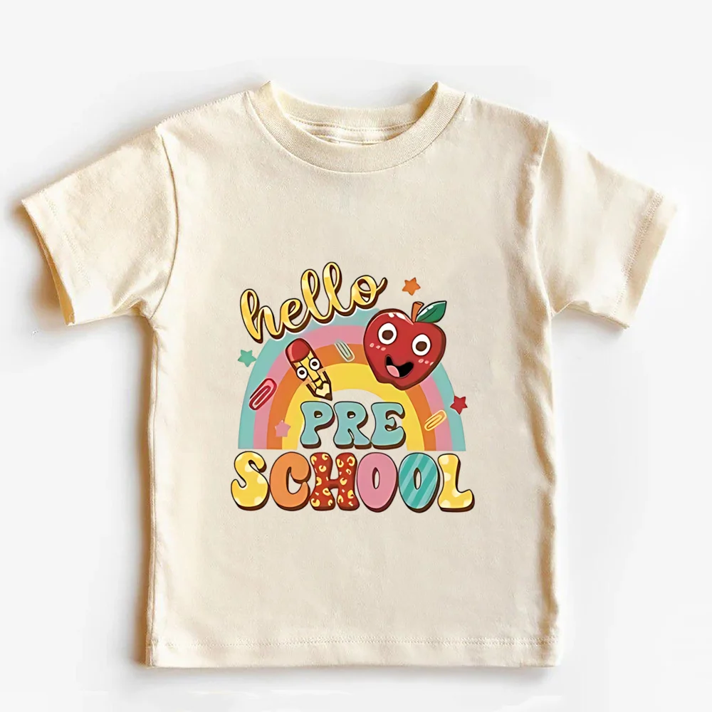 Back To School Shirts Children Start School Gifts Hello Pre-k Kids Summer T-shirt Funny Back To School T-Shirt for Girl Boy