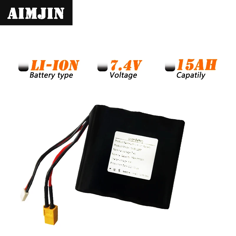 

7.4V 15000mAh 2S5P 8.4V Rechargeable Li-ion Battery for Various RC Airplane Quadrotor XH2.54-3P XT60