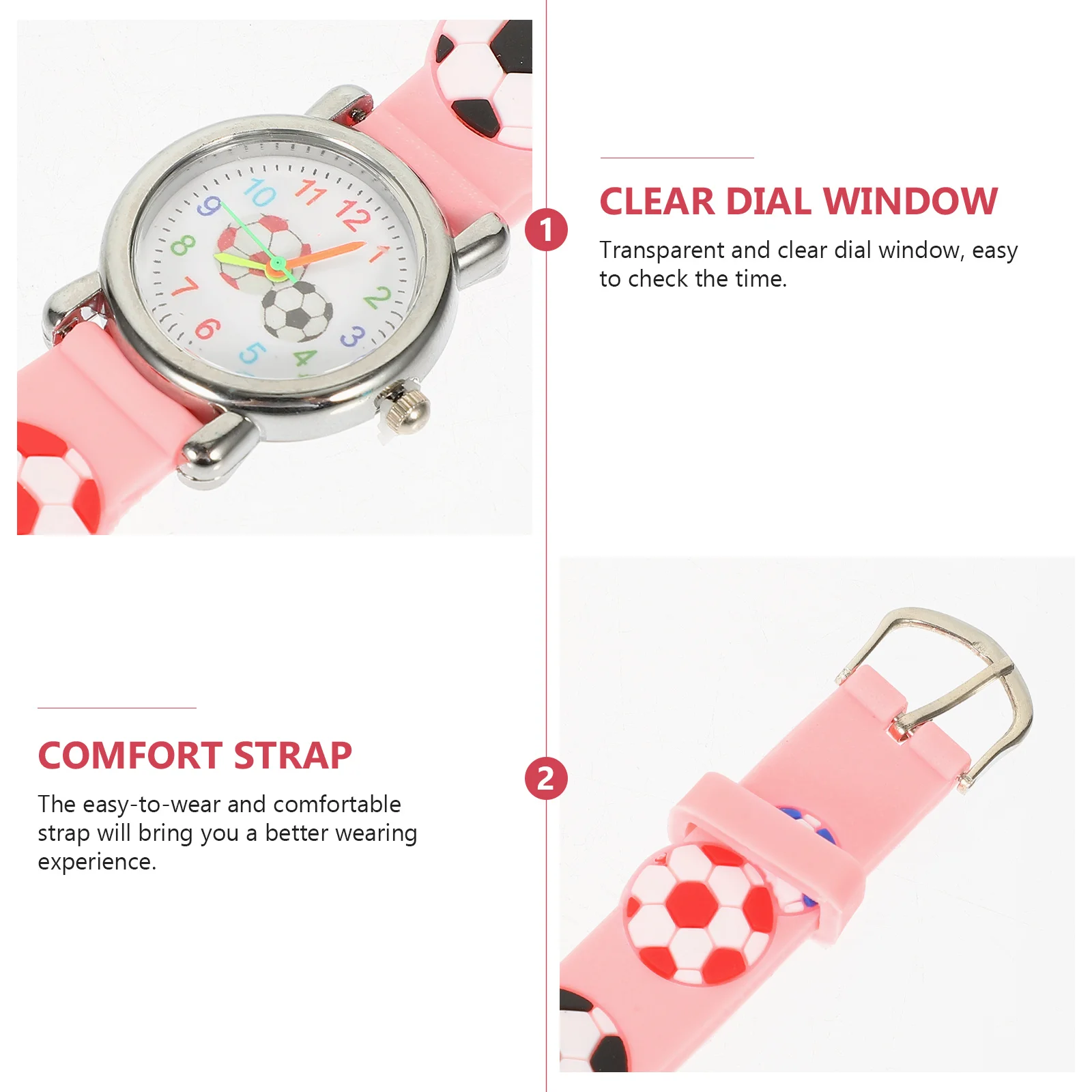 ساعة رياضية بتصميم كرة القدم ثلاثية الأبعاد متينة كهدية عيد ميلاد وقت التعلم #1