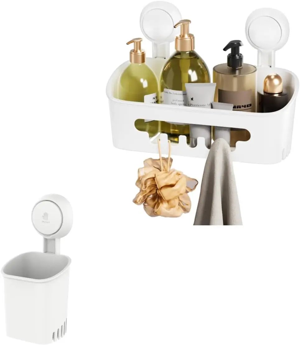 

Органайзер для душа на присосках, держатель для зубных щеток, установка за секунду, без сверления, съемный, мощный, водонепроницаемый