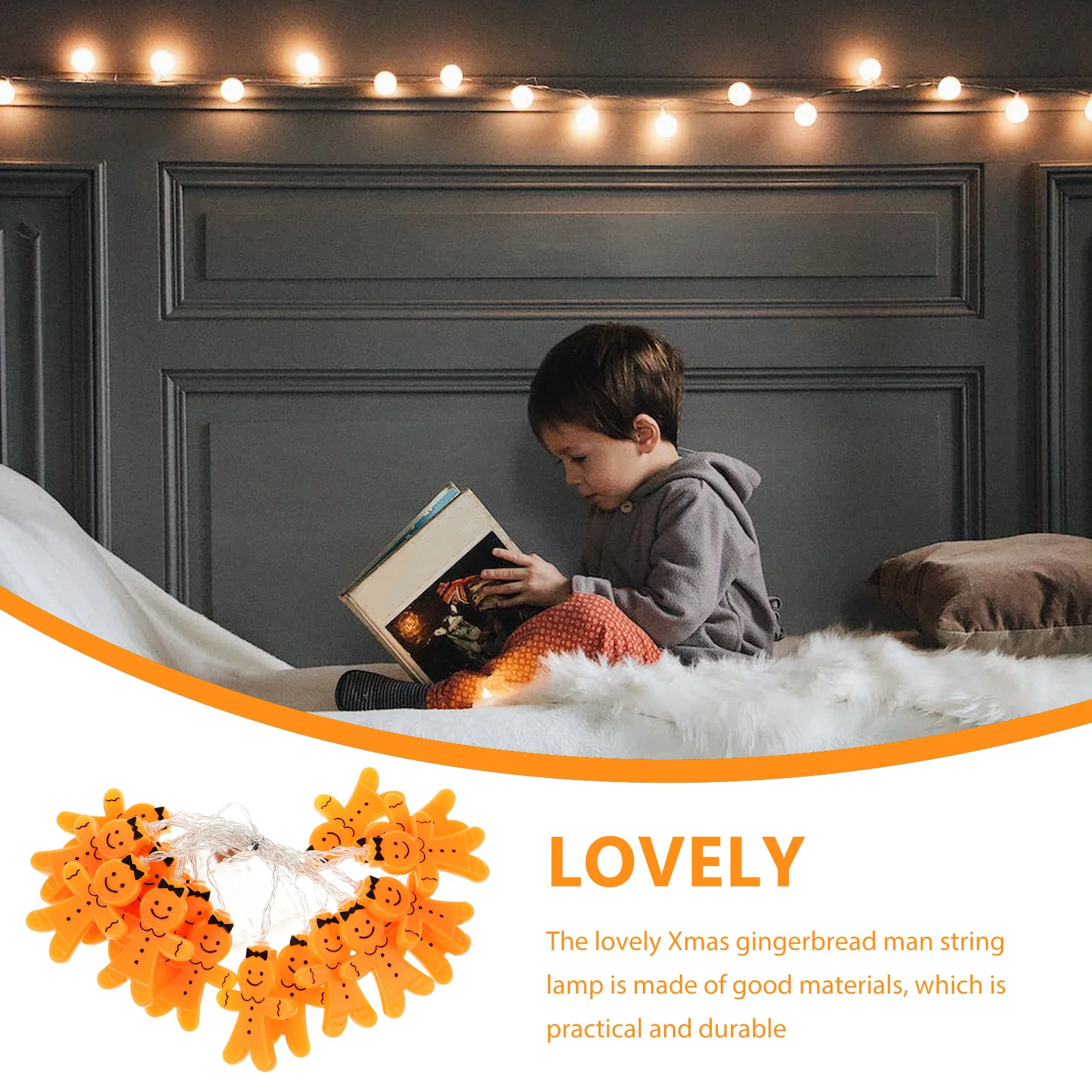 

LED Christmas Lamp String Gingerbread Man Design Good Lighting Effect for House and Parties Gingerbread Man Lamp String