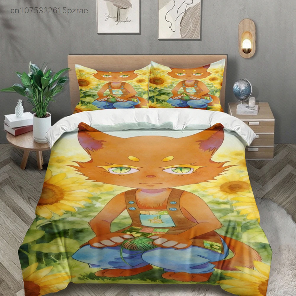 Yellow Bedding Set Softville Cozy Town Cute Fern The Quilt Fox With Duvet Cover & Pillowcase For Children's Bedroom Decor