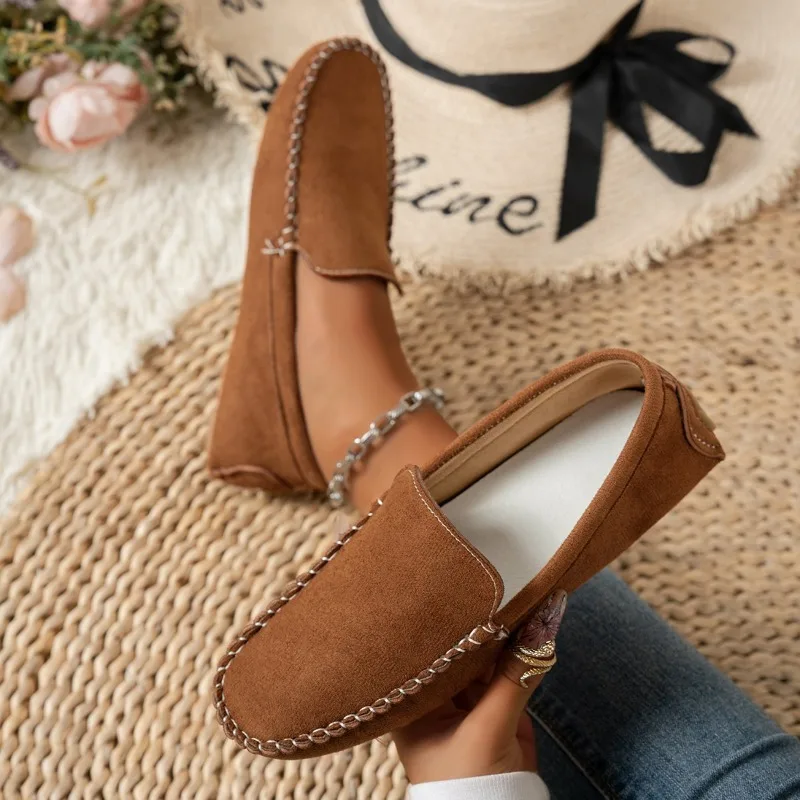 Female Shoes 2024 Plus Size Loafers Women's Flats Light Casual Bean Flats Women Sewing Round Toe Slip on Soft Bottom Shoes Women