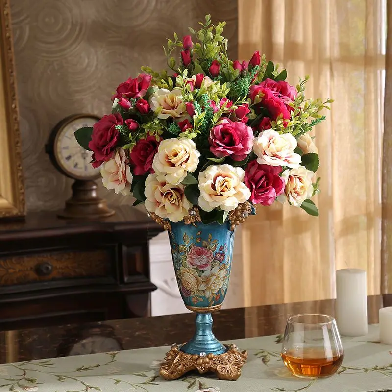 Creative European style retro resin vase Home Furnishing decoration living room dining room table vases flower vase