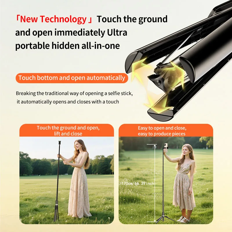 Handheld Selfie Stick 360° Rotation Foldable Tripod Stand Desktop Phone Holder With Bluetooth Remote for Shooting Live Streaming