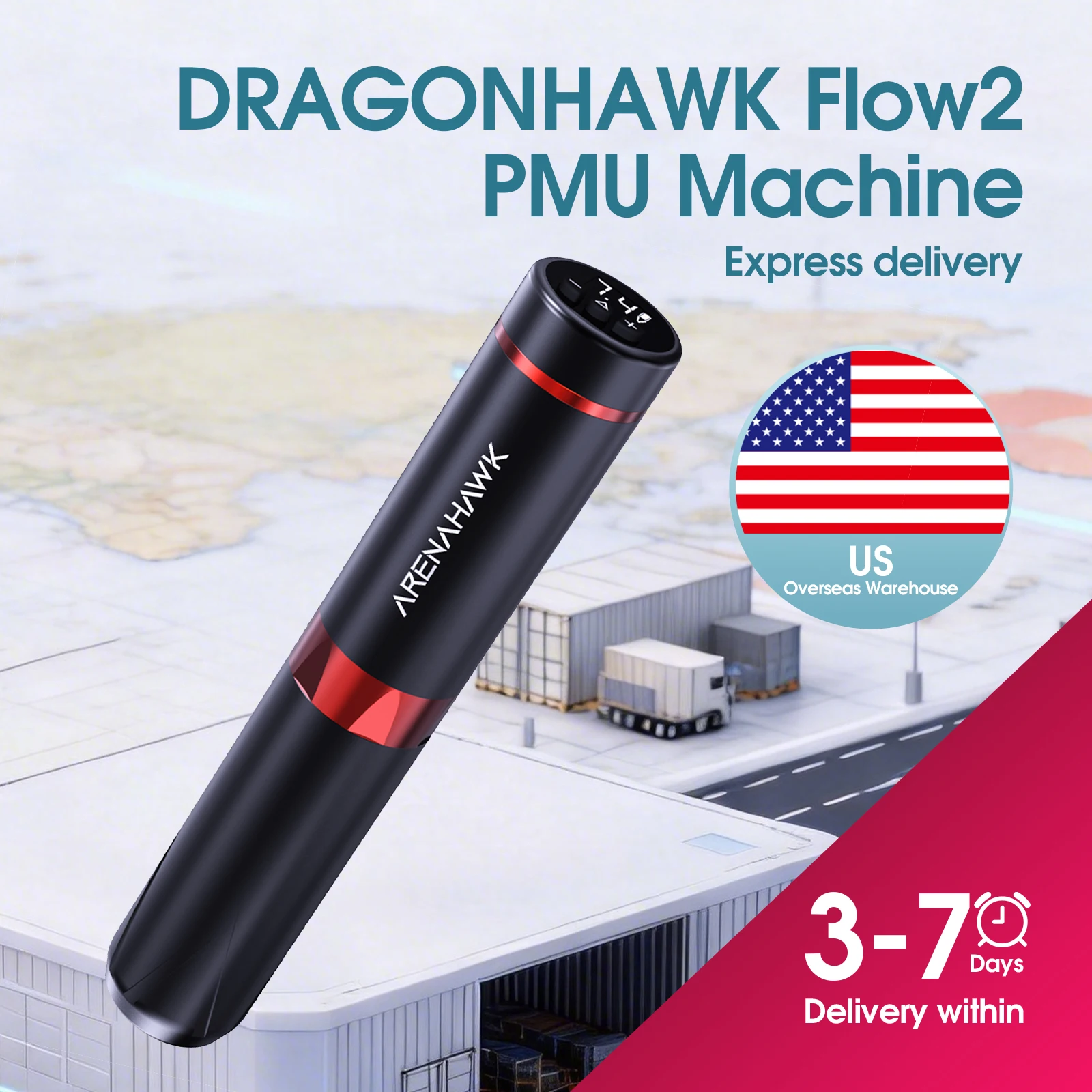 

DRAGONHAWK Flow2 PMU Tattoo Machine 3.5mm Stroke 1700mAh Rechargeable Battery Permanent Makeup Pen for Microblading Supplies