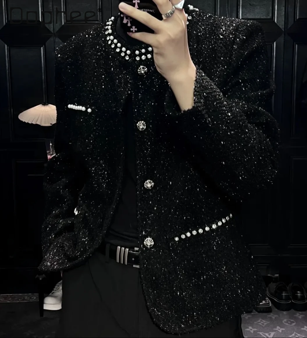 

Summer and Autumn New Cool and Stylish Design Men's Black Short Sleeve Top Round Neck Long Sleeve White Red Jacket