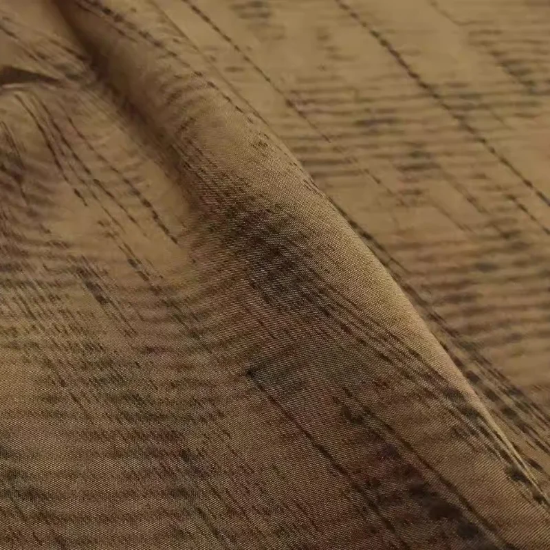 

Brown Vintage Chinese Style Textured Satin Fabric Designer Distressed Vertical Stripe for Cheongsam Dress DIY Home Spring Summer