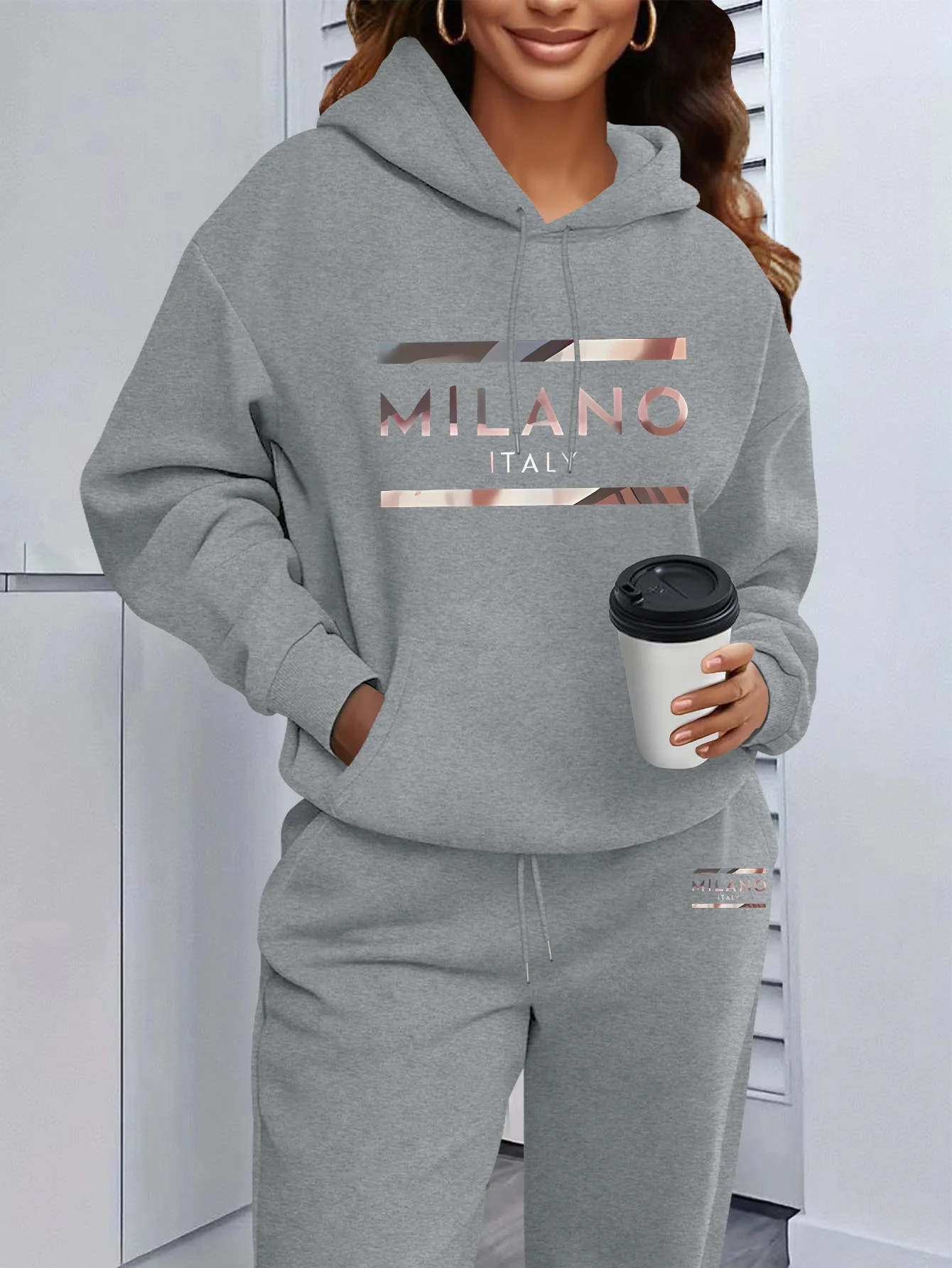2026 Womens Print Hooded Sweatshirts Suit High Quality Hot Sales Outfits Clothing Fashion Casual Jogging Pants Sets hoodie view 3