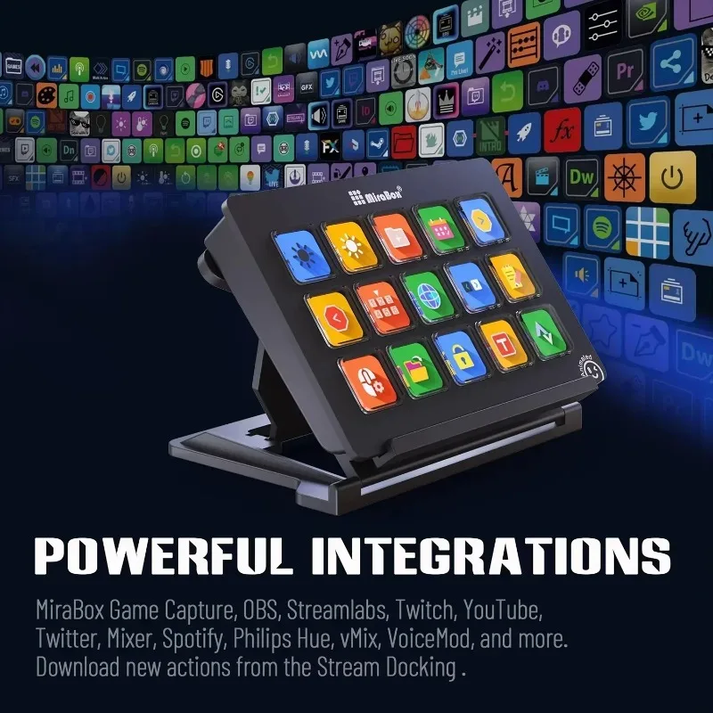 Mirabox MBox293 V3 Streamdeck with Screen Console 15key Keypad, Customizable  Macro Button Visualization Live Broadcast Fashion