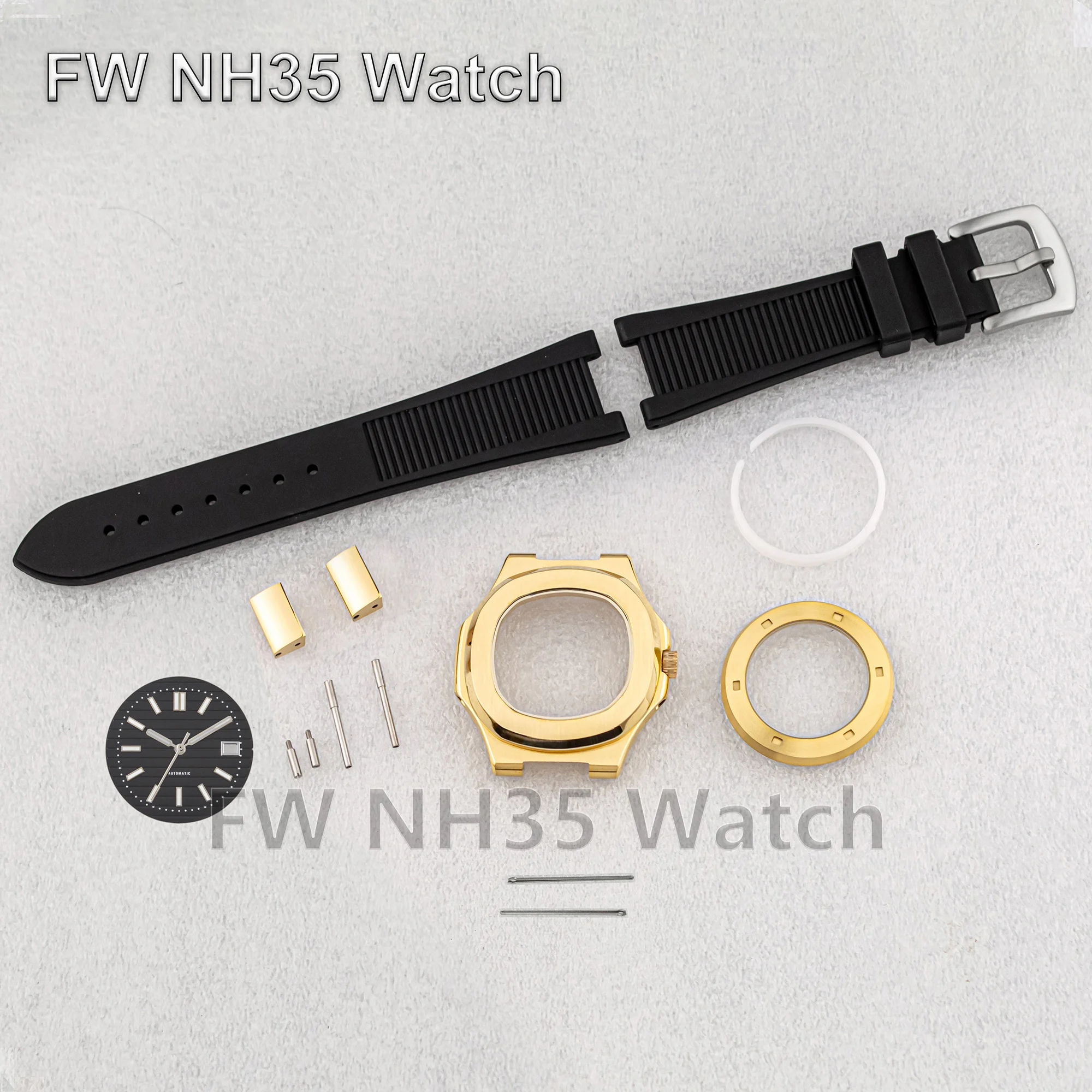 

NH35 Case for Mod Nautilus 41mm Watch Case Strap Dial + Hands 10ATM Waterproof Case Fit NH35 Mechanical Movement Bracelet Case