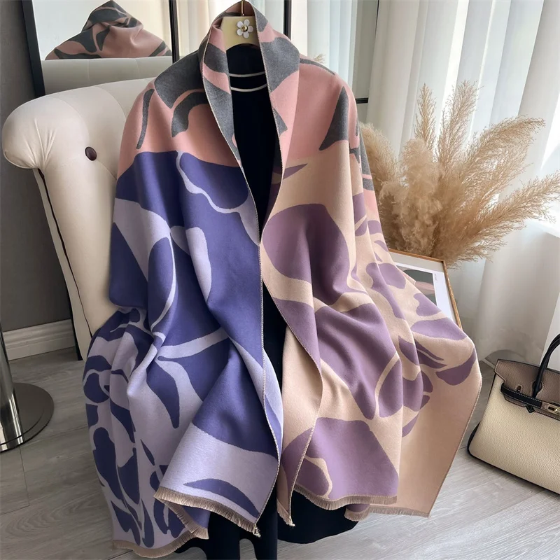 Nieuwe Merk Warme Kasjmier Poncho Sjaal Sjaal Luxe Print Dikke Pashmina Winter Deken Wraps Bufanda Casual Hijab Stola Echarpe