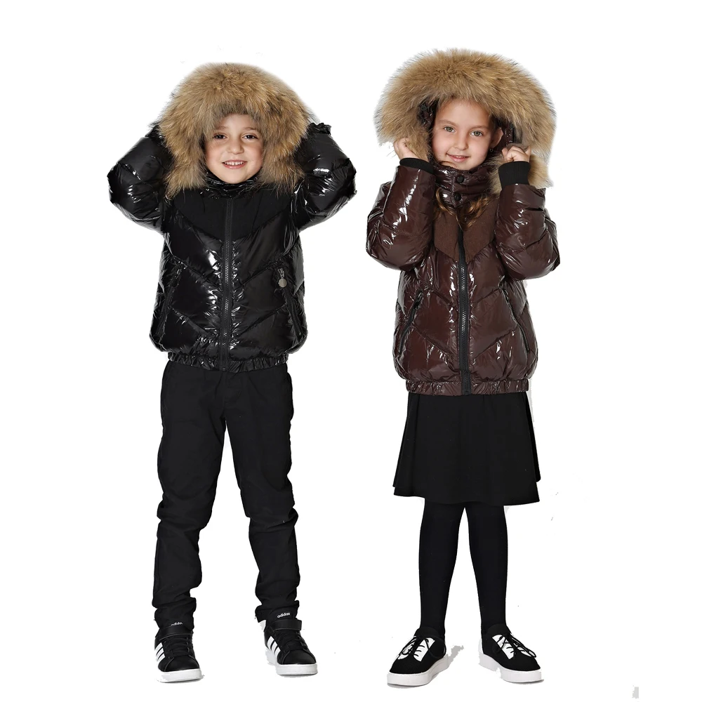 

2024 Winter Children's White Duck Down Cold Jacket Boys and Girls Pike Coat Neutral Hooded Waterproof Jacket 1-16Y