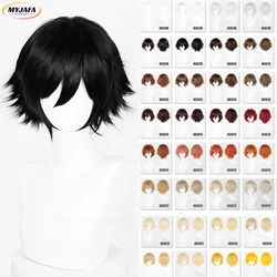 30cm kısa düz Cosplay peruk Anime uyumlu evrensel her şeye gücü yeten ısıya dayanıklı sentetik saç peruk + peruk kapağı