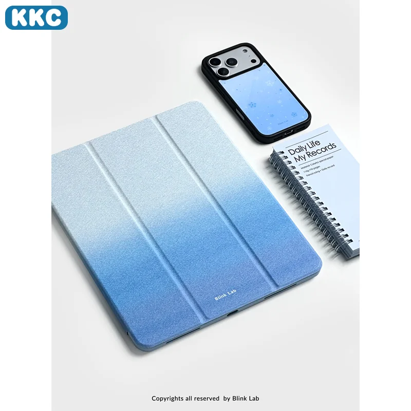 Triple fold with pen Slot gradient INS For iPad 9/8/7th Gen 10.2-inch/iPad Pro 10/11th A16 2025/11in 2018-2025 2026 M4 Mini 4 5 6 7 AIR 1 2 3 7 8 2026 M4 Cover