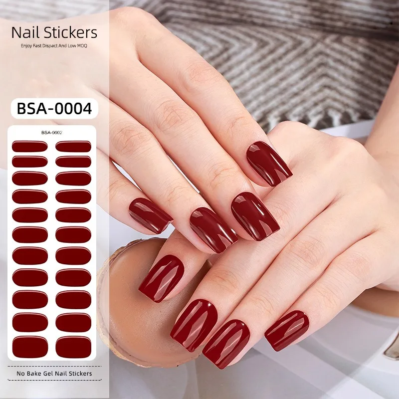 Dark Solid Color Series Nail Polish Strips Stickers with Nail File Self-Adhesive  Full Nail Wraps for Women Nails Art