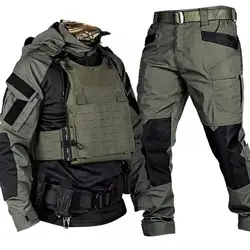 Tactical Shirt Pants Suit Men Camo Long Sleeve Military Training Uniform Outdoor Army Fans Combat Tops Trousers Sets Workwear