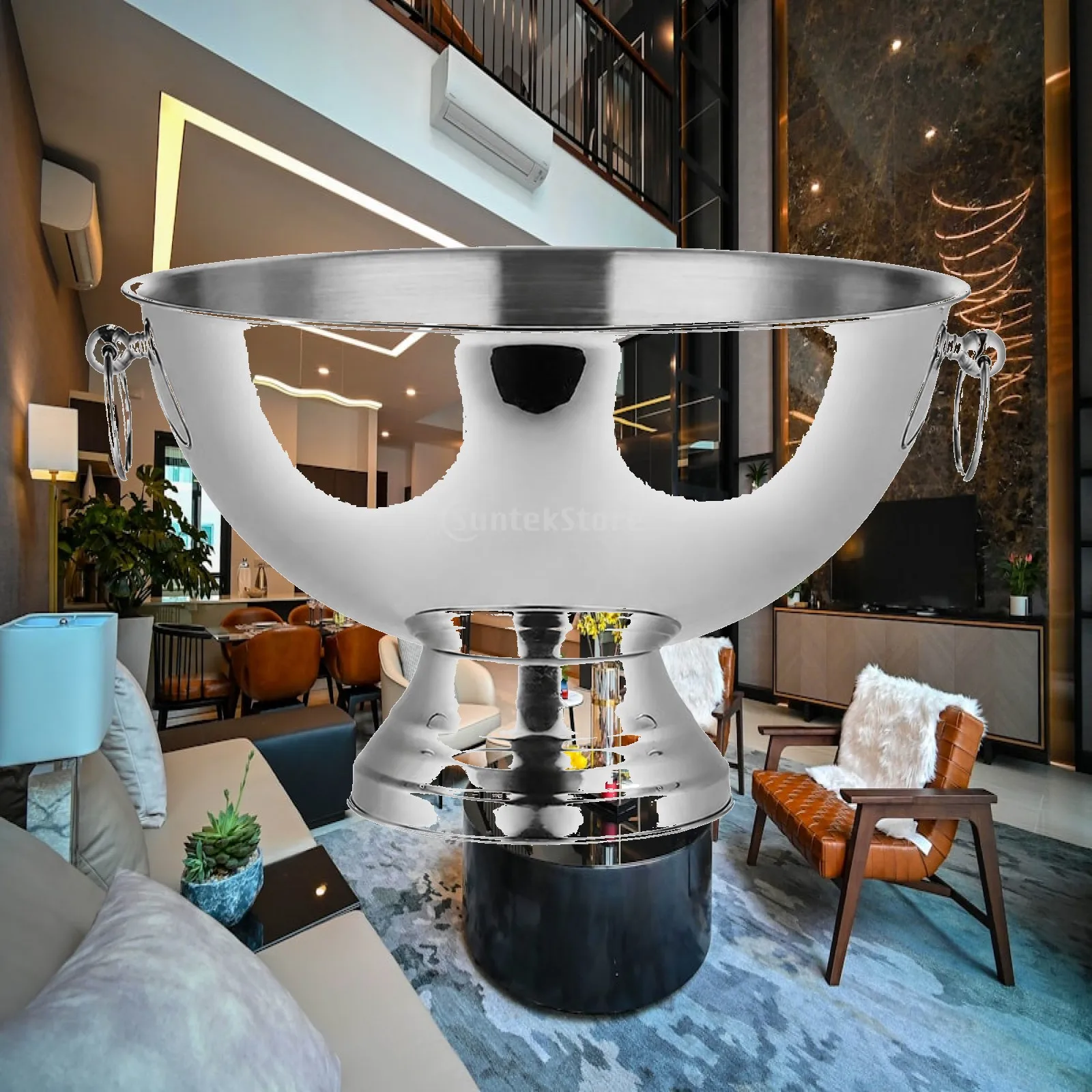 Beverage Chiller Bucket for Champagne Wine Beer Stainless Steel Cooler with Stand for Party Banquet Bar Use