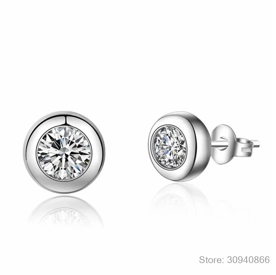 D Kleur Moissanite Bezel Stud Oorbellen 18 K Vergulde Hanger Ketting 925 Sterling Zilveren Sieraden Set Douane Sieraden