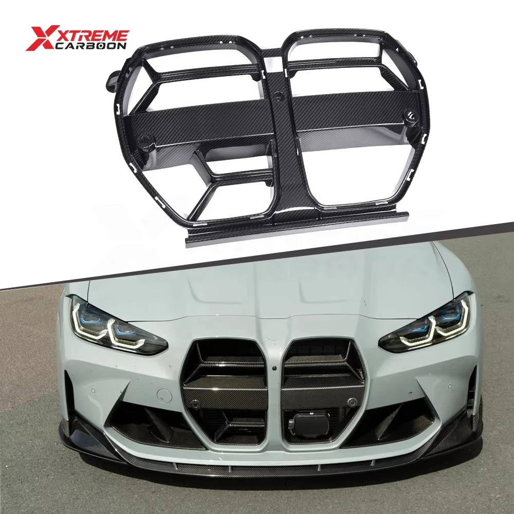 Dry Carbon Fiber Front Nose Grille CSL Style Front Bumper Upper Grille For  M3 M4 G80 G81 G82 G83 Front Kidney Grill