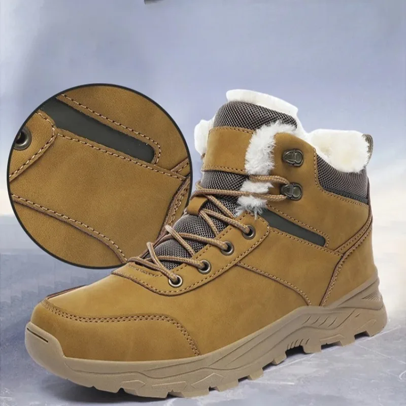 

2026Winter Boots for Men Thick Plush Warm Cotton Boots Winter High Top Sneakers Outdoor Non Slip Snow Boots Casual Winter Botas